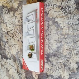 Brilliant Porcelain Tray with 6 Porcelain Spoons x 2